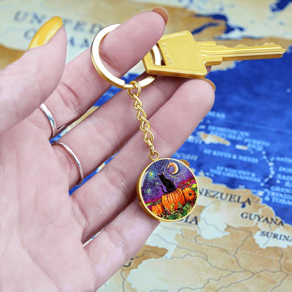 Starry Hallow's Eve Round Keychain
