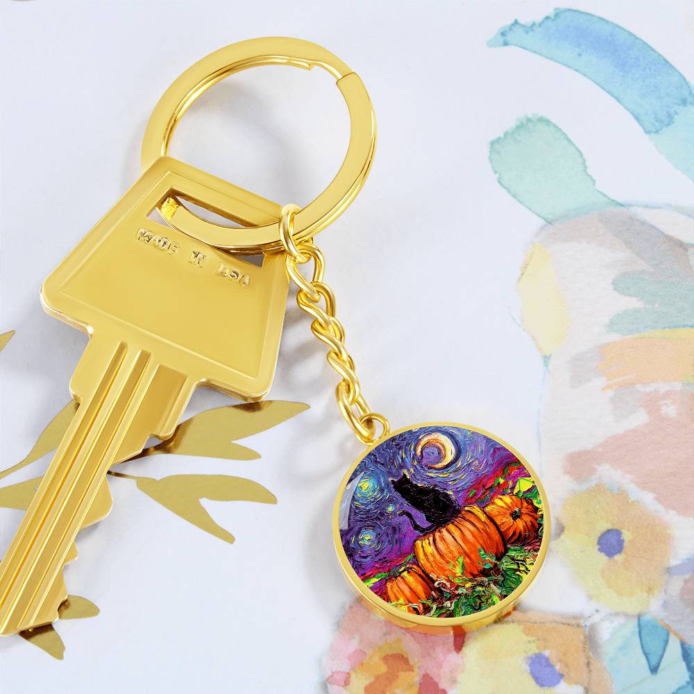 Starry Hallow's Eve Round Keychain