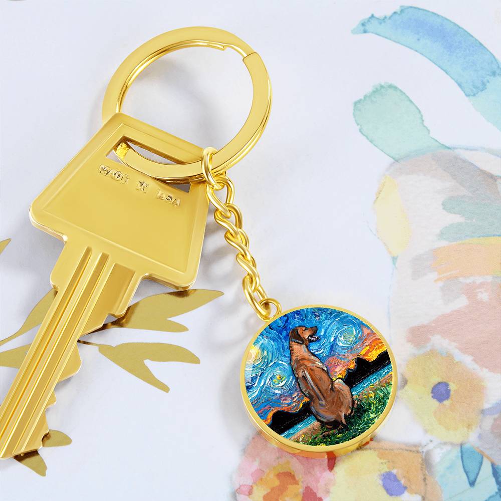 Rhodesian Ridgeback Starry Night Round Keychain