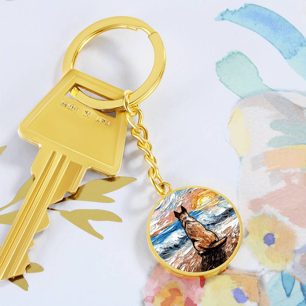 Beach Days - Red Heeler Round Keychain