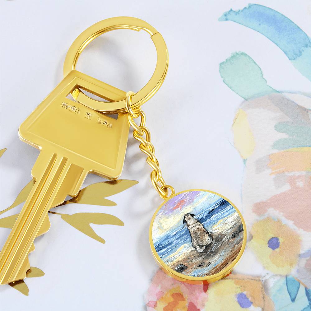 Beach Days - Pug Round Keychain