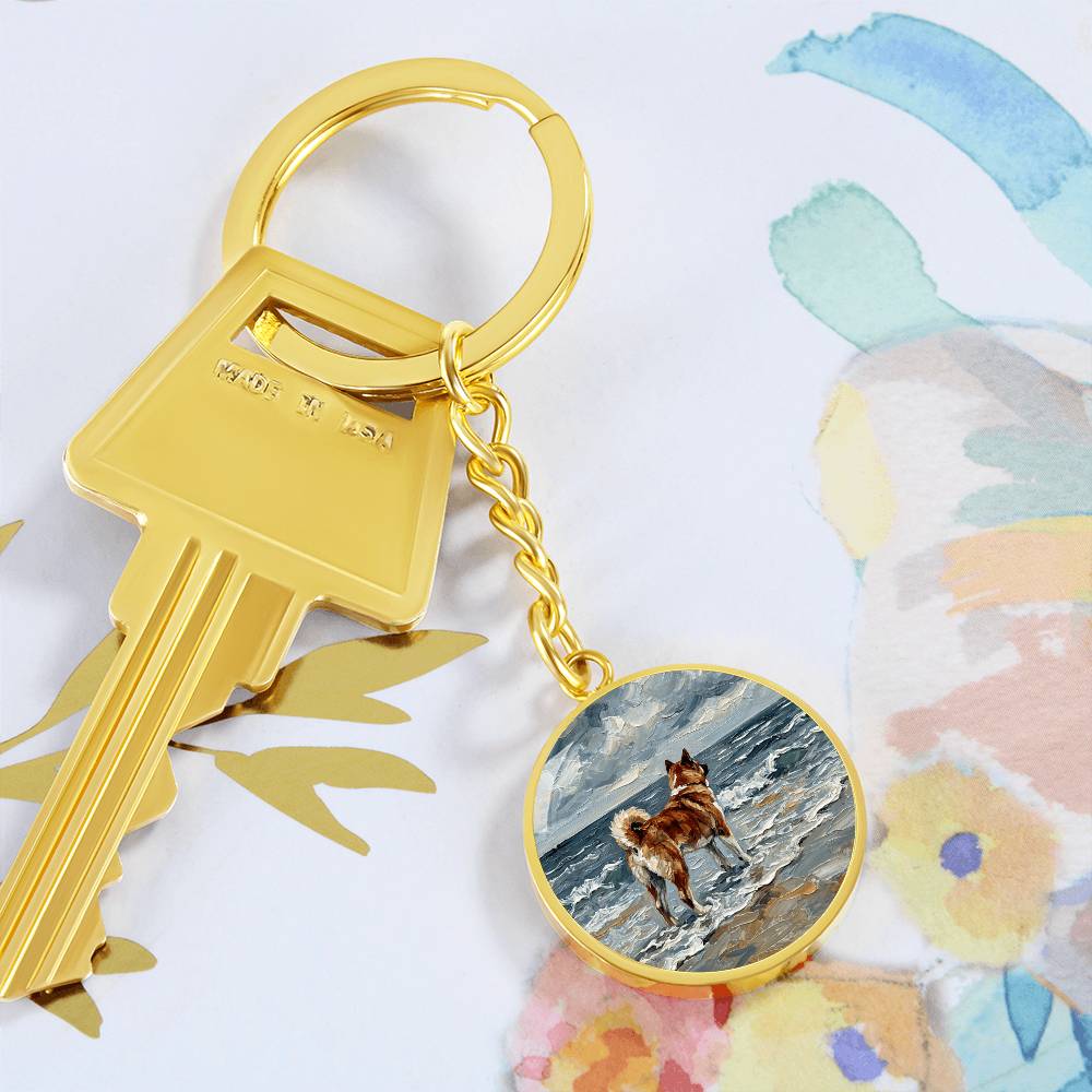 Beach Day - Akita Round Keychain