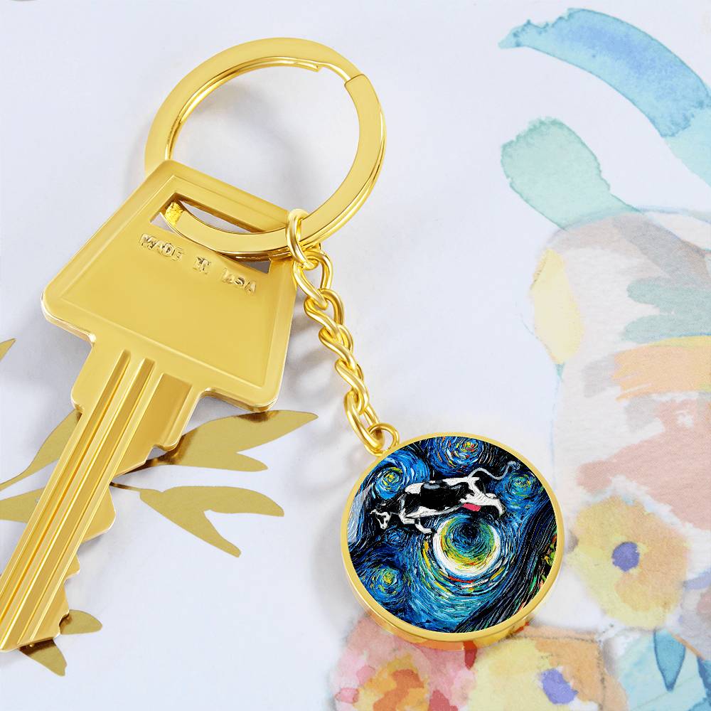 The Cow Jumped Over The Moon Round Keychain