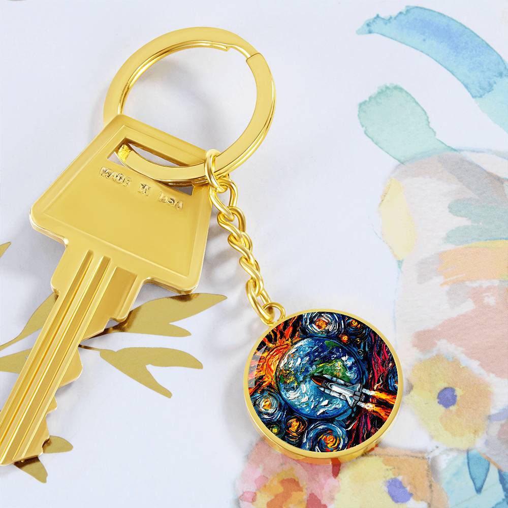 Beyond the Horizon Starry Night Round Keychain