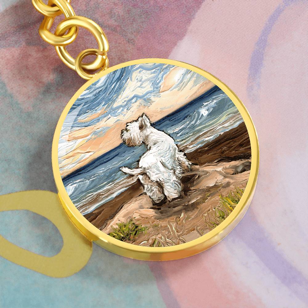 Beach Days - Westie Round Keychain