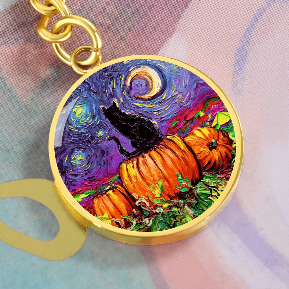 Starry Hallow's Eve Round Keychain