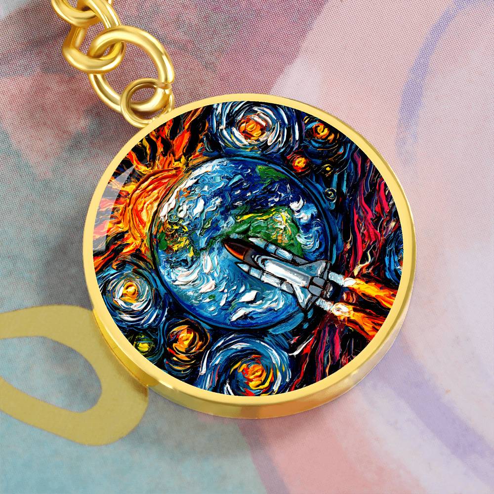 Beyond the Horizon Starry Night Round Keychain
