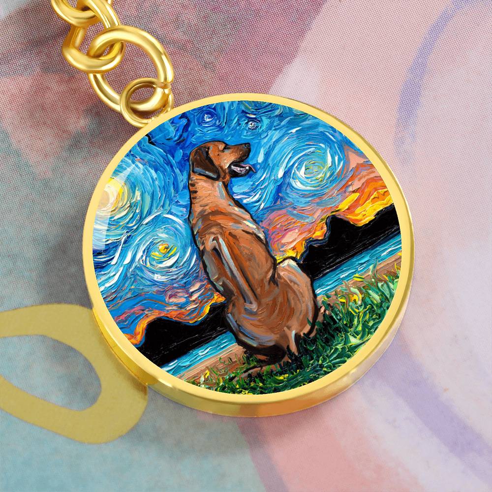 Rhodesian Ridgeback Starry Night Round Keychain