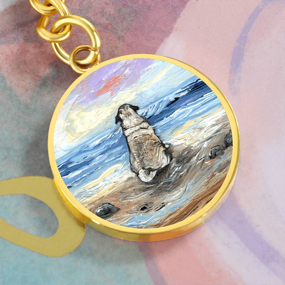 Beach Days - Pug Round Keychain