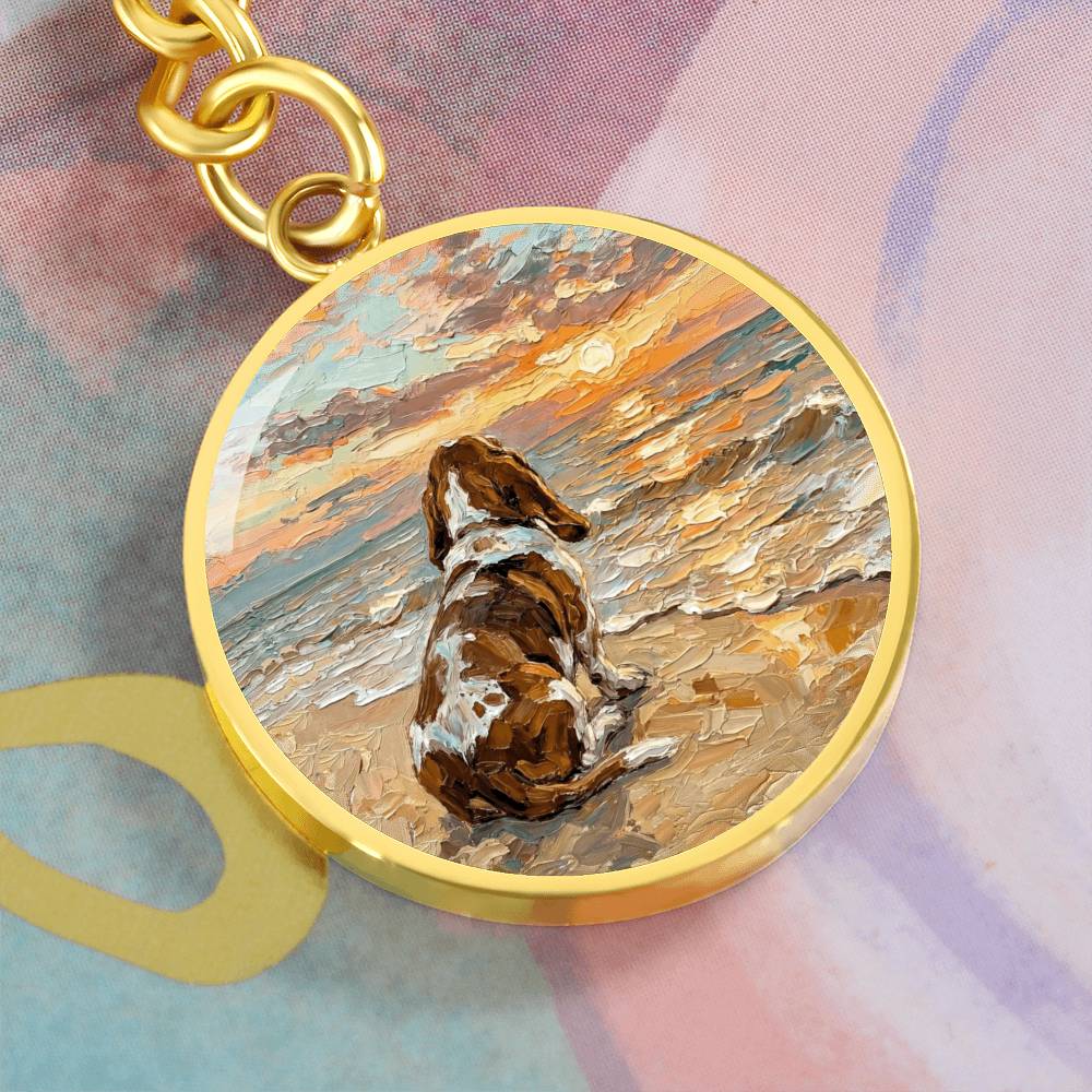 Beach Days - Basset Hound Round Keychain