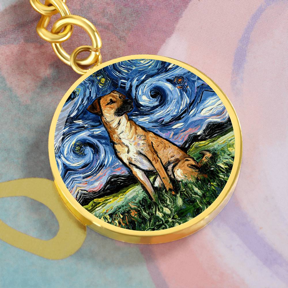 Black Mouth Cur Starry Night Round Keychain
