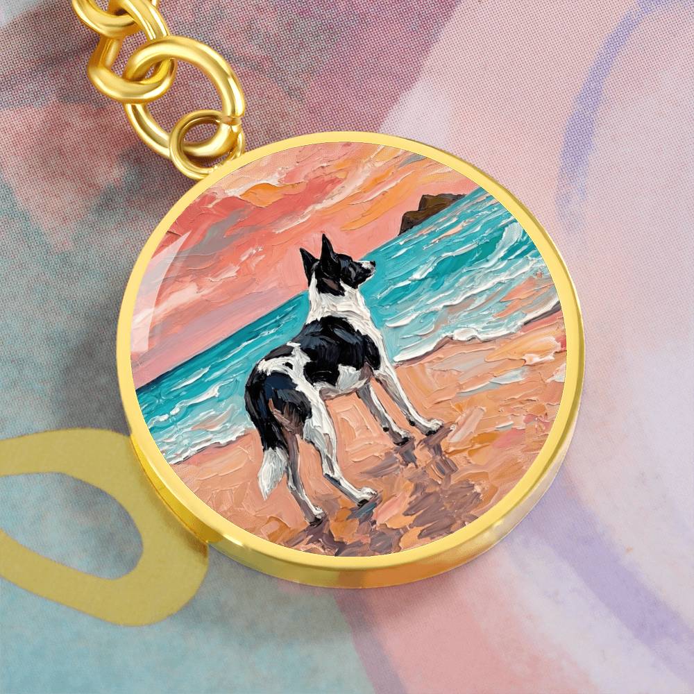 Beach Day - Canaan Dog Round Keychain