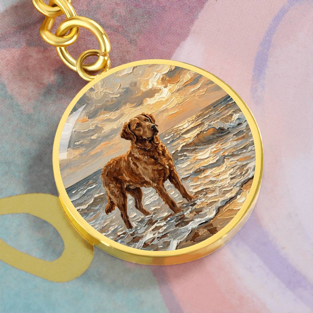 Beach Day - Chesapeake Bay Retriever Round Keychain