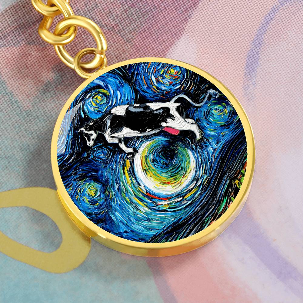 The Cow Jumped Over The Moon Round Keychain