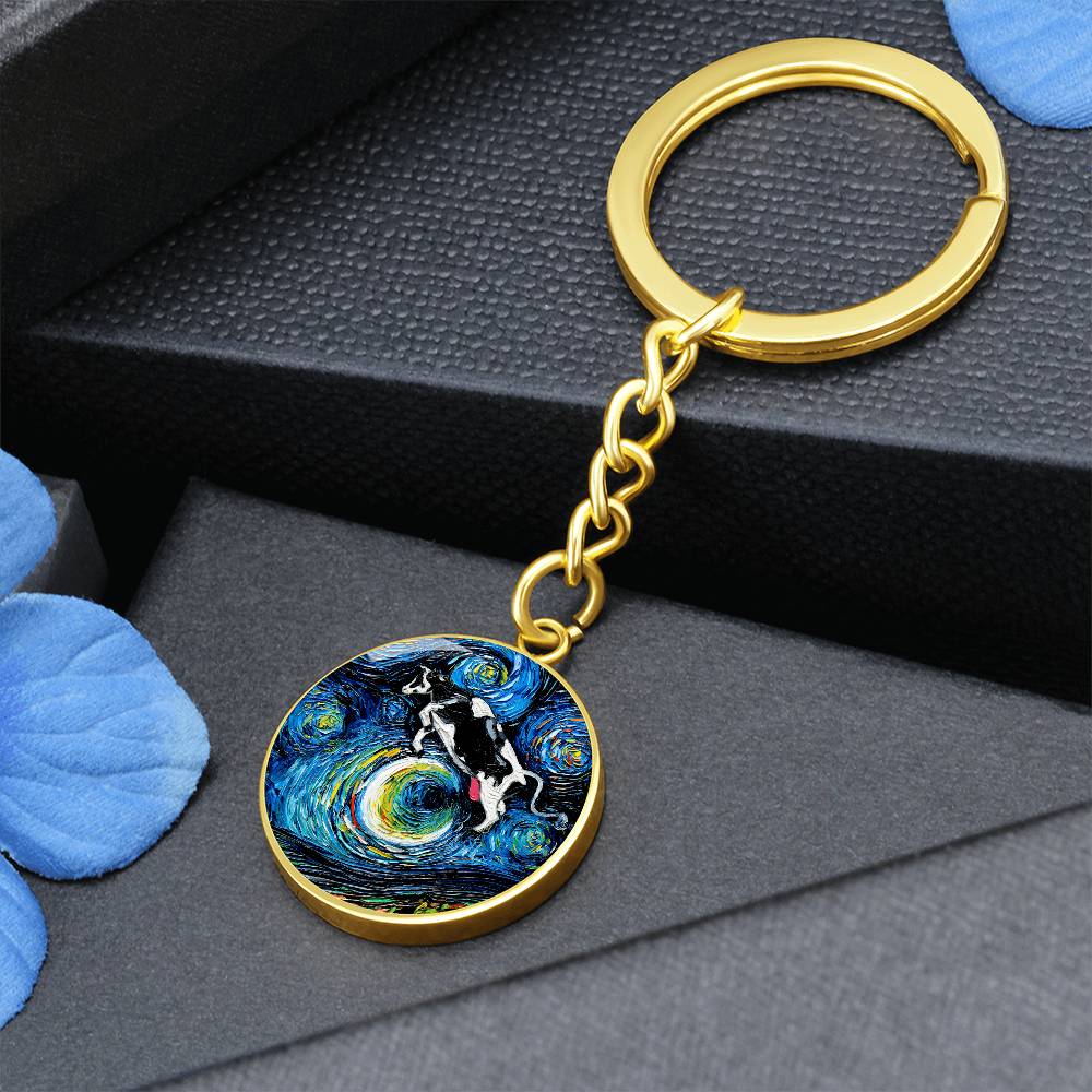 The Cow Jumped Over The Moon Round Keychain