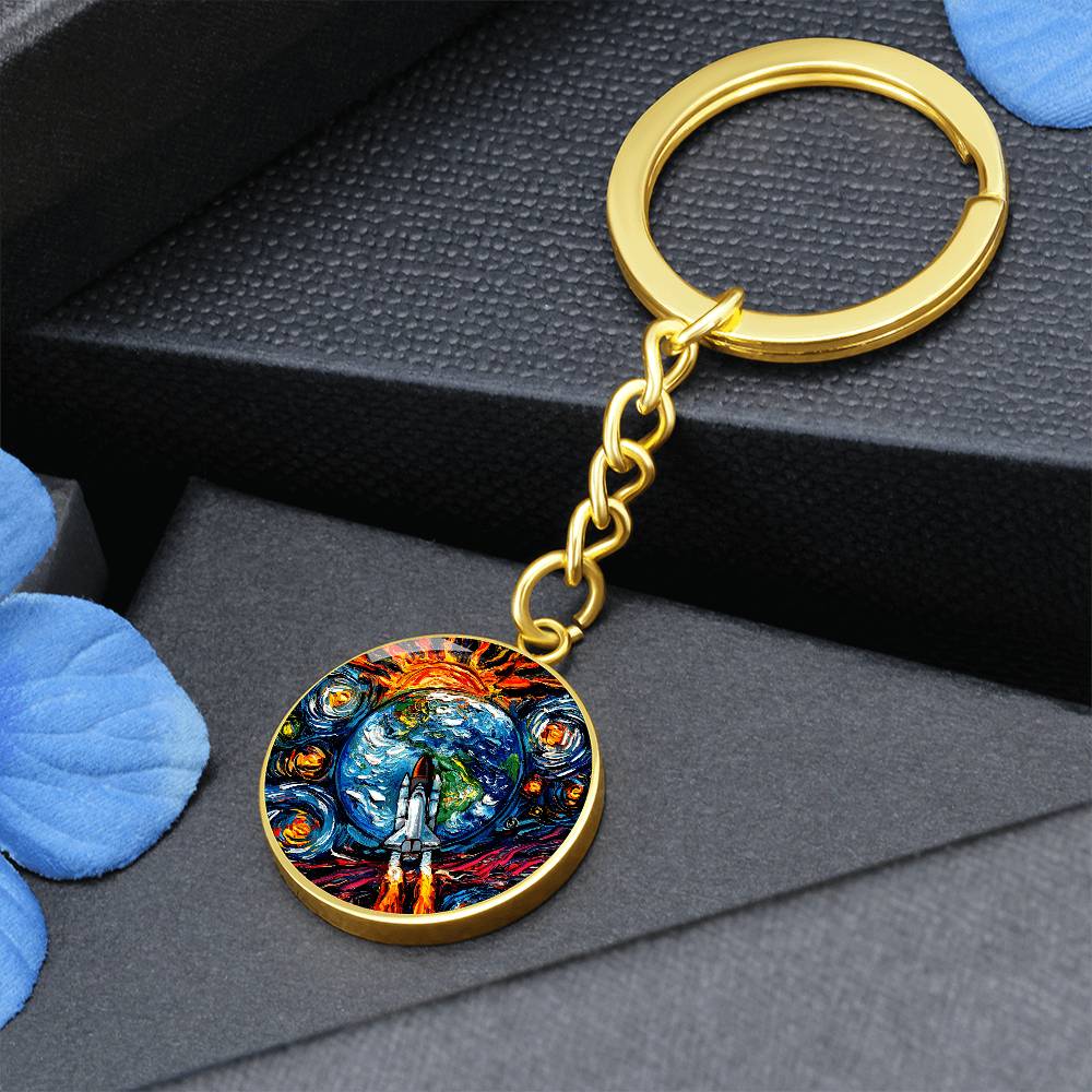 Beyond the Horizon Starry Night Round Keychain