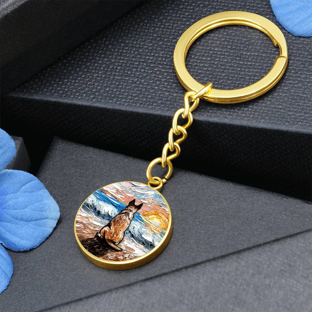 Beach Days - Red Heeler Round Keychain