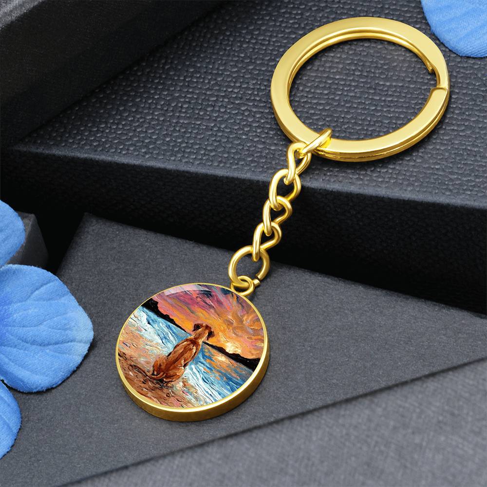 Beach Night - Rhodesian Ridgeback Round Keychain