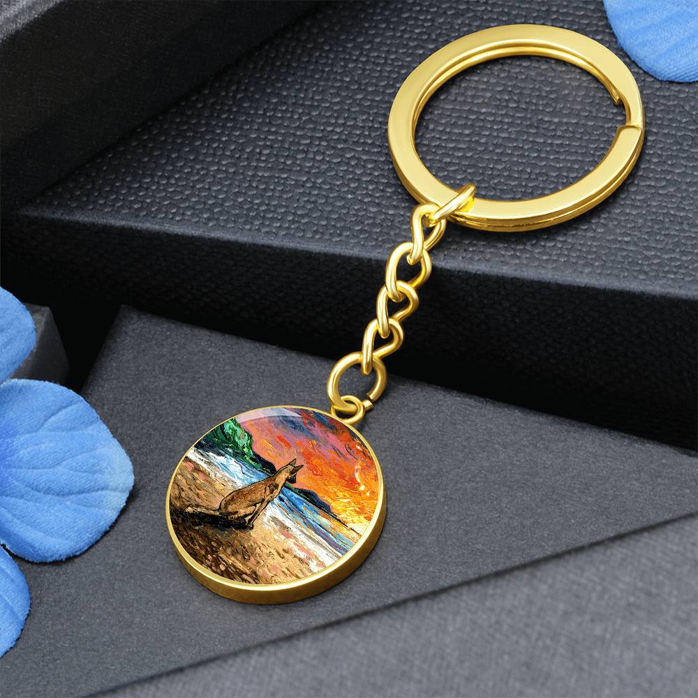 Beach Days - Belgian Malinois Round Keychain
