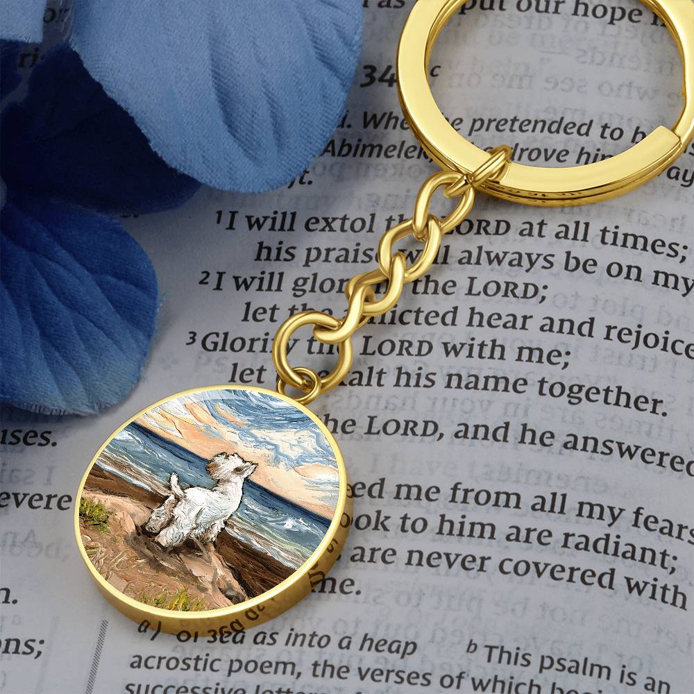 Beach Days - Westie Round Keychain