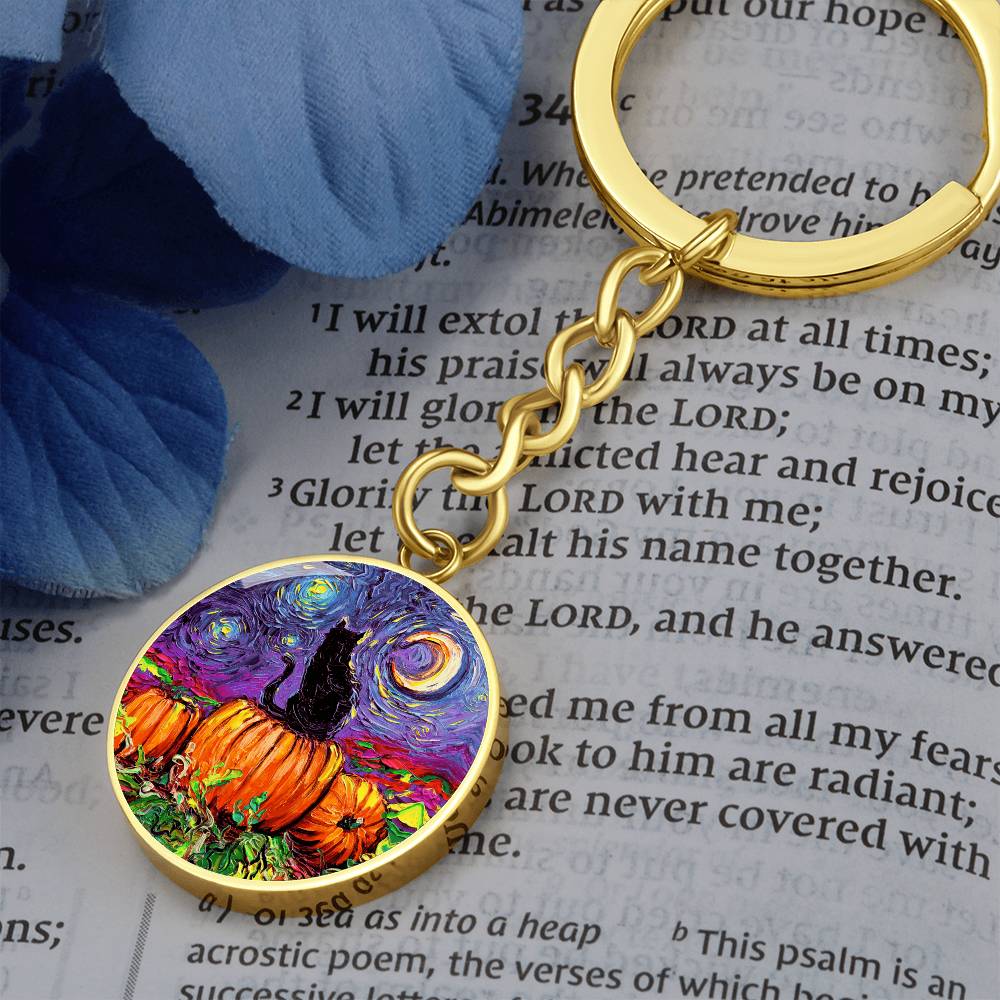 Starry Hallow's Eve Round Keychain