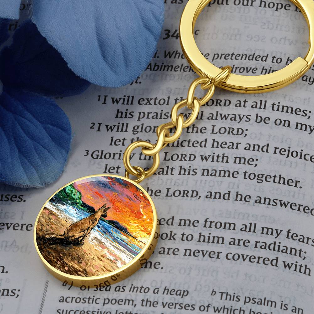 Beach Days - Belgian Malinois Round Keychain