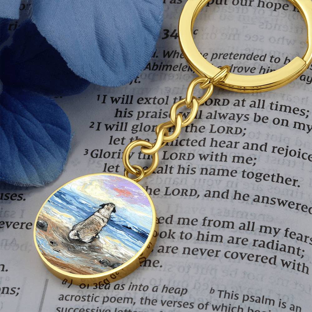 Beach Days - Pug Round Keychain