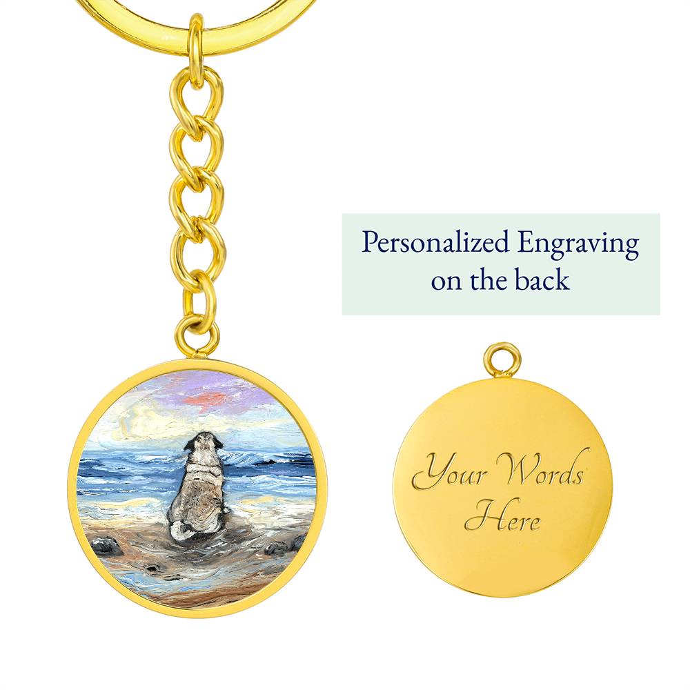 Beach Days - Pug Round Keychain
