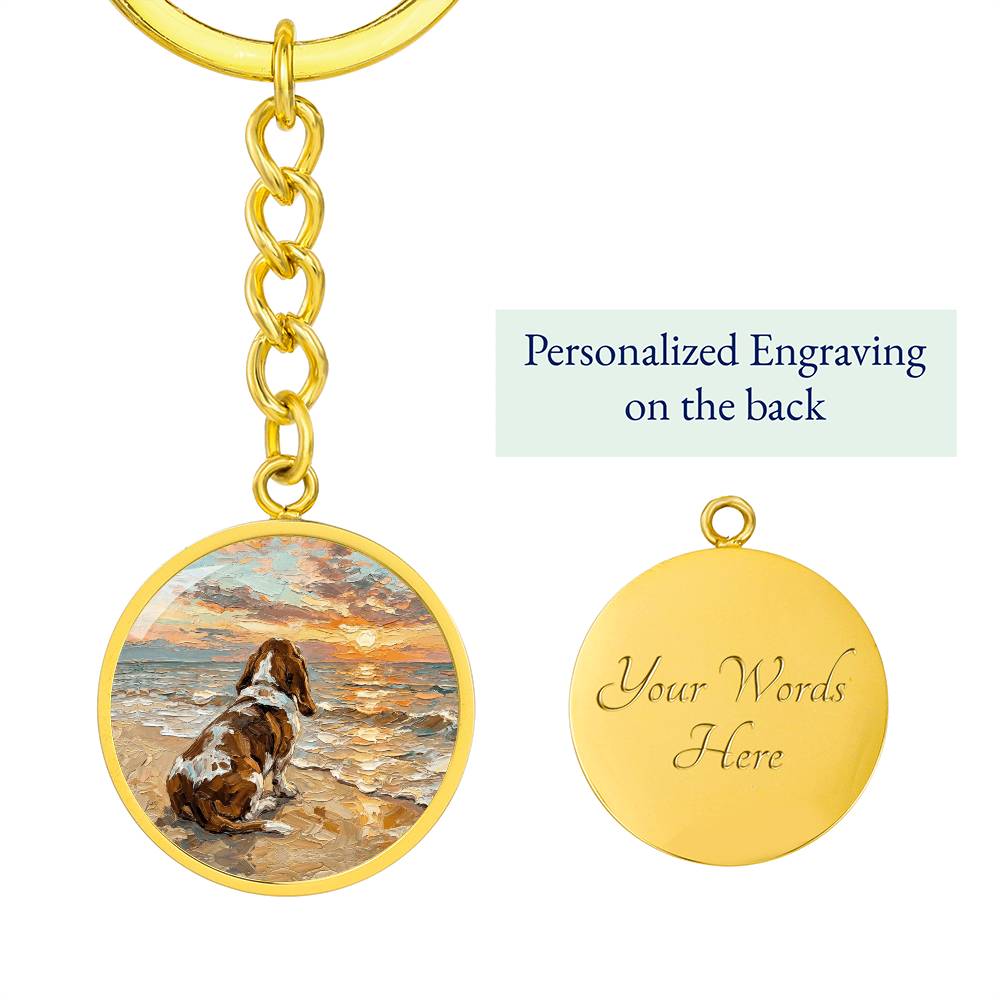 Beach Days - Basset Hound Round Keychain