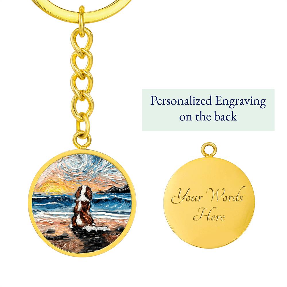 Beach Days - Blenheim Spaniel Round Keychain