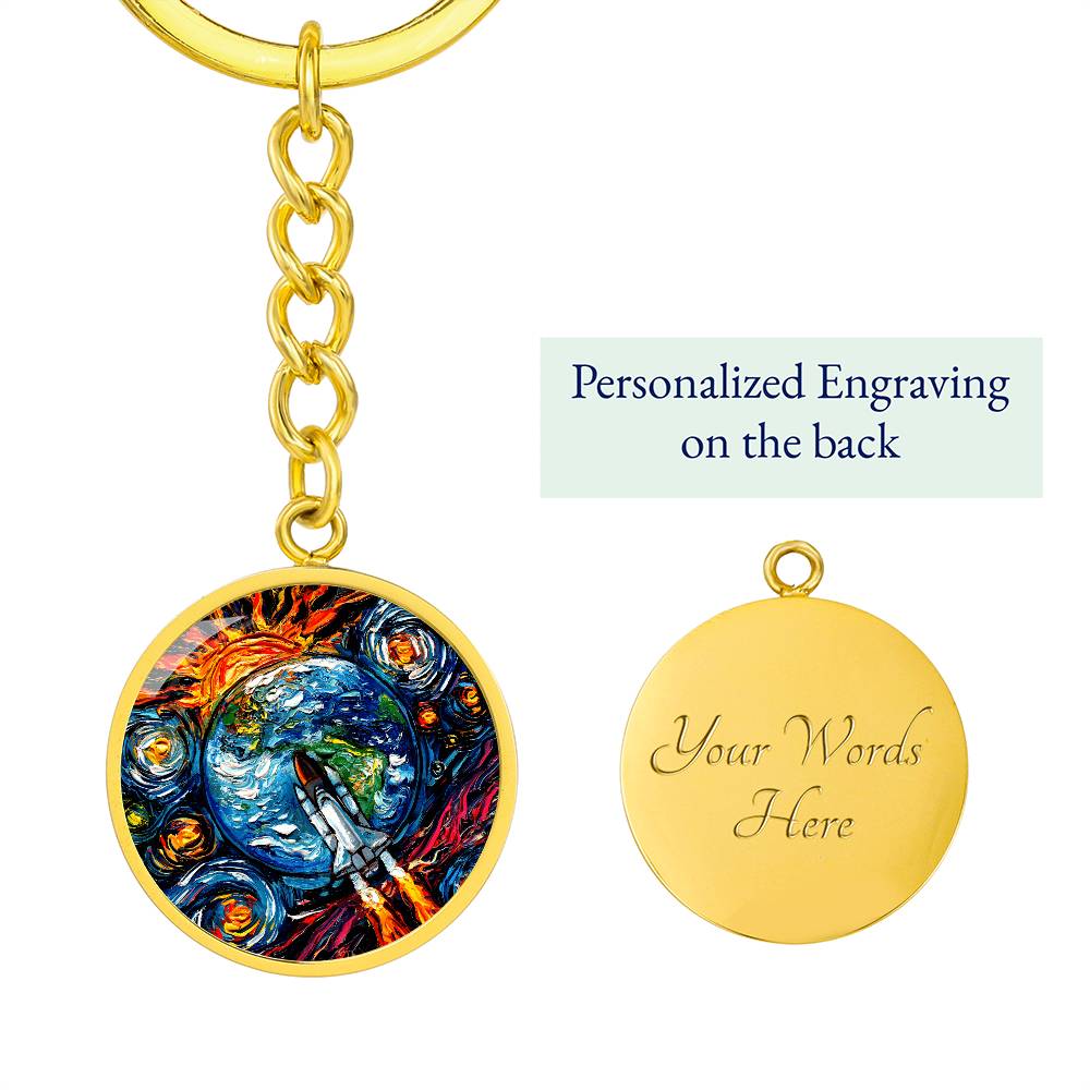 Beyond the Horizon Starry Night Round Keychain