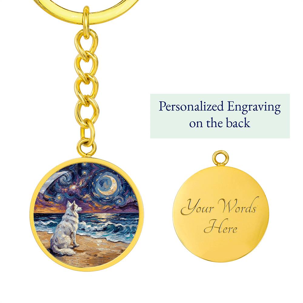 Beach Night - Isabella Husky Round Keychain