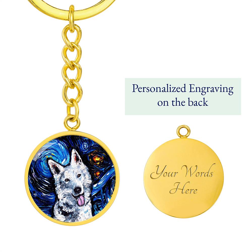 Swiss Shepherd Starry Night Round Keychain