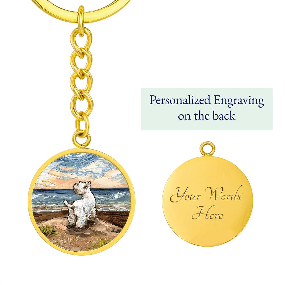 Beach Days - Westie Round Keychain