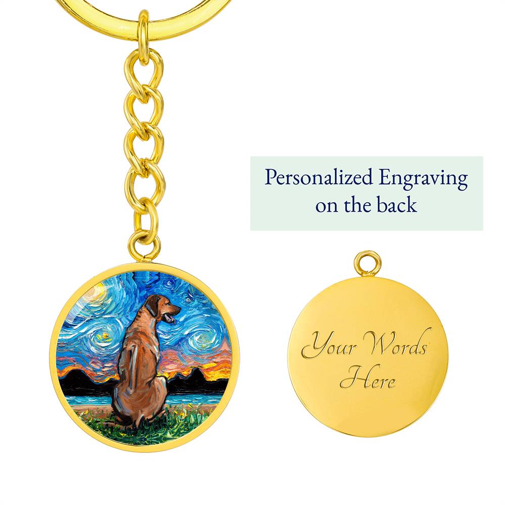 Rhodesian Ridgeback Starry Night Round Keychain