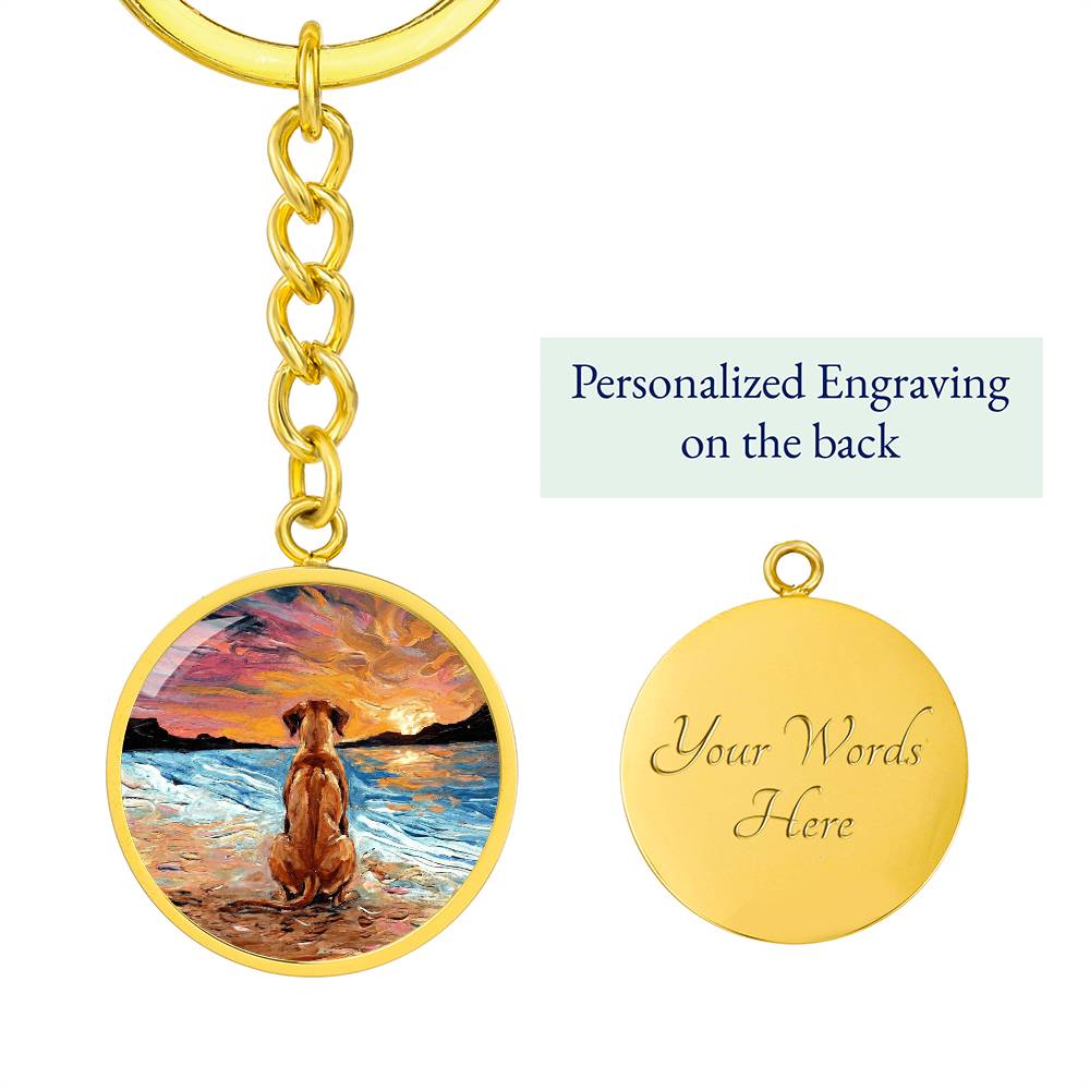Beach Night - Rhodesian Ridgeback Round Keychain