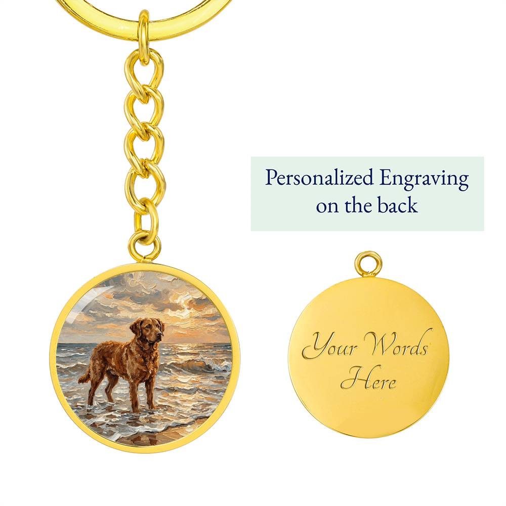 Beach Day - Chesapeake Bay Retriever Round Keychain