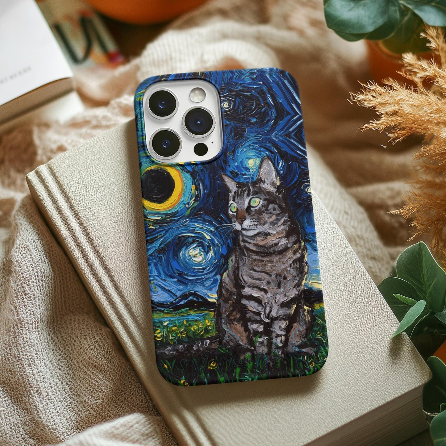 Tabby Cat Starry Night Art Phone Case