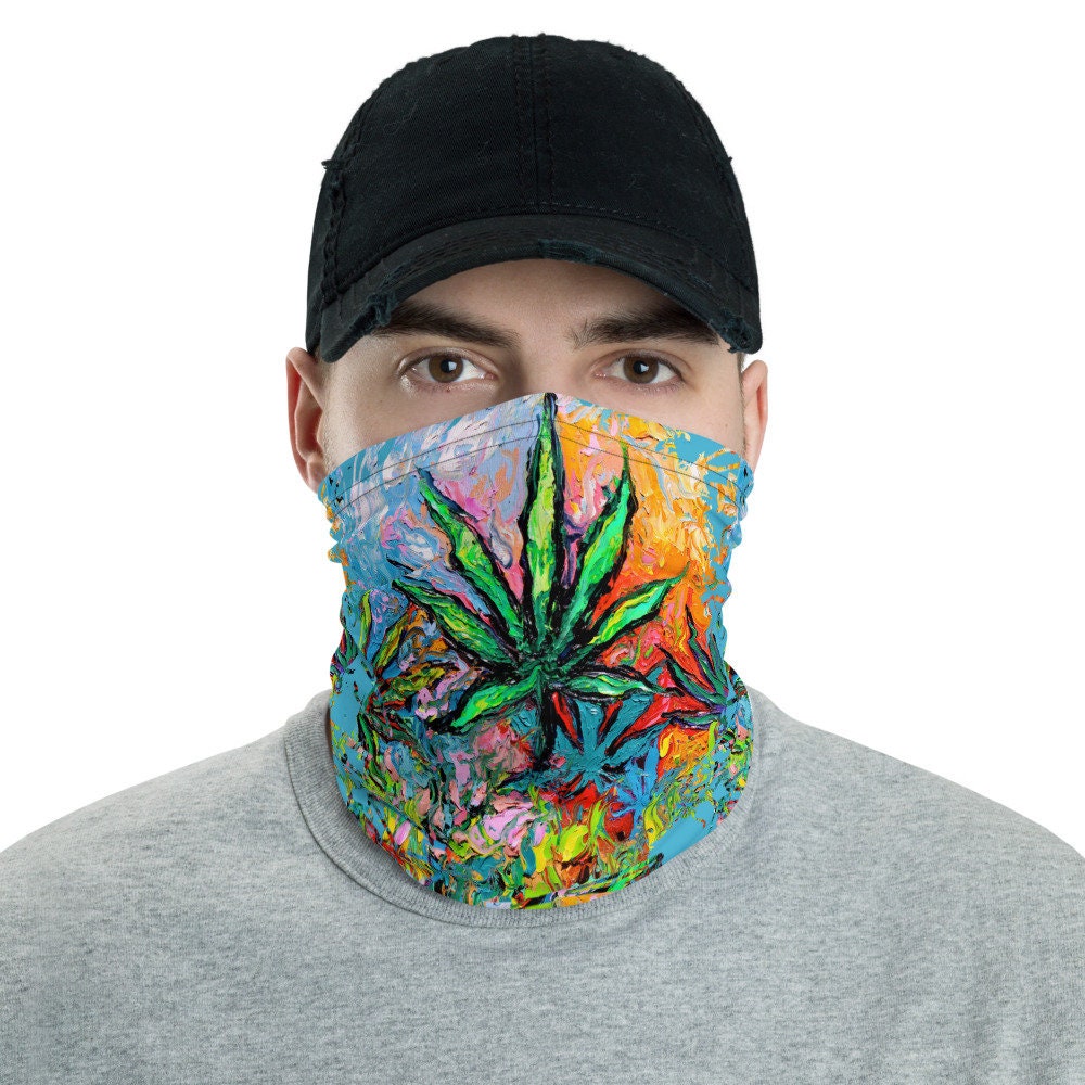 Psychedelic Tie Dye Pot Leaf Marijuana Face Mask Face Shield Washable Reusable Mask Neck Gaiter Art by Aja festival alternative boho