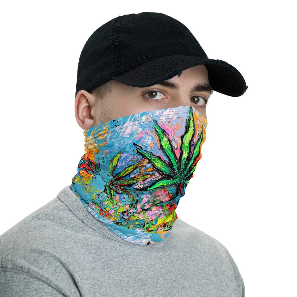 Psychedelic Tie Dye Pot Leaf Marijuana Face Mask Face Shield Washable Reusable Mask Neck Gaiter Art by Aja festival alternative boho