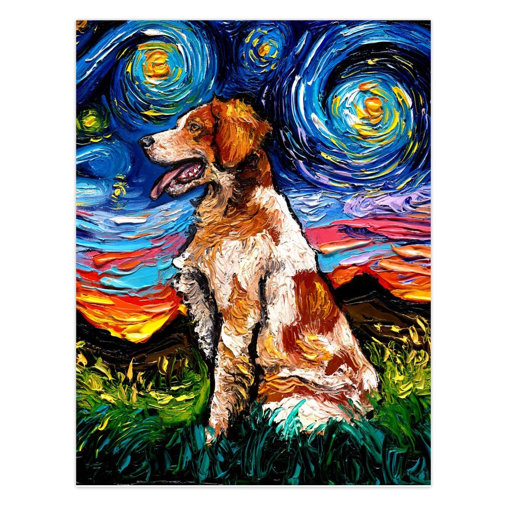 Brittany Spaniel Starry Night Greeting Cards Dog Lover Stationary Folded with Envelopes Dog Mom Thank You Card Sympathy Card Christmas Card