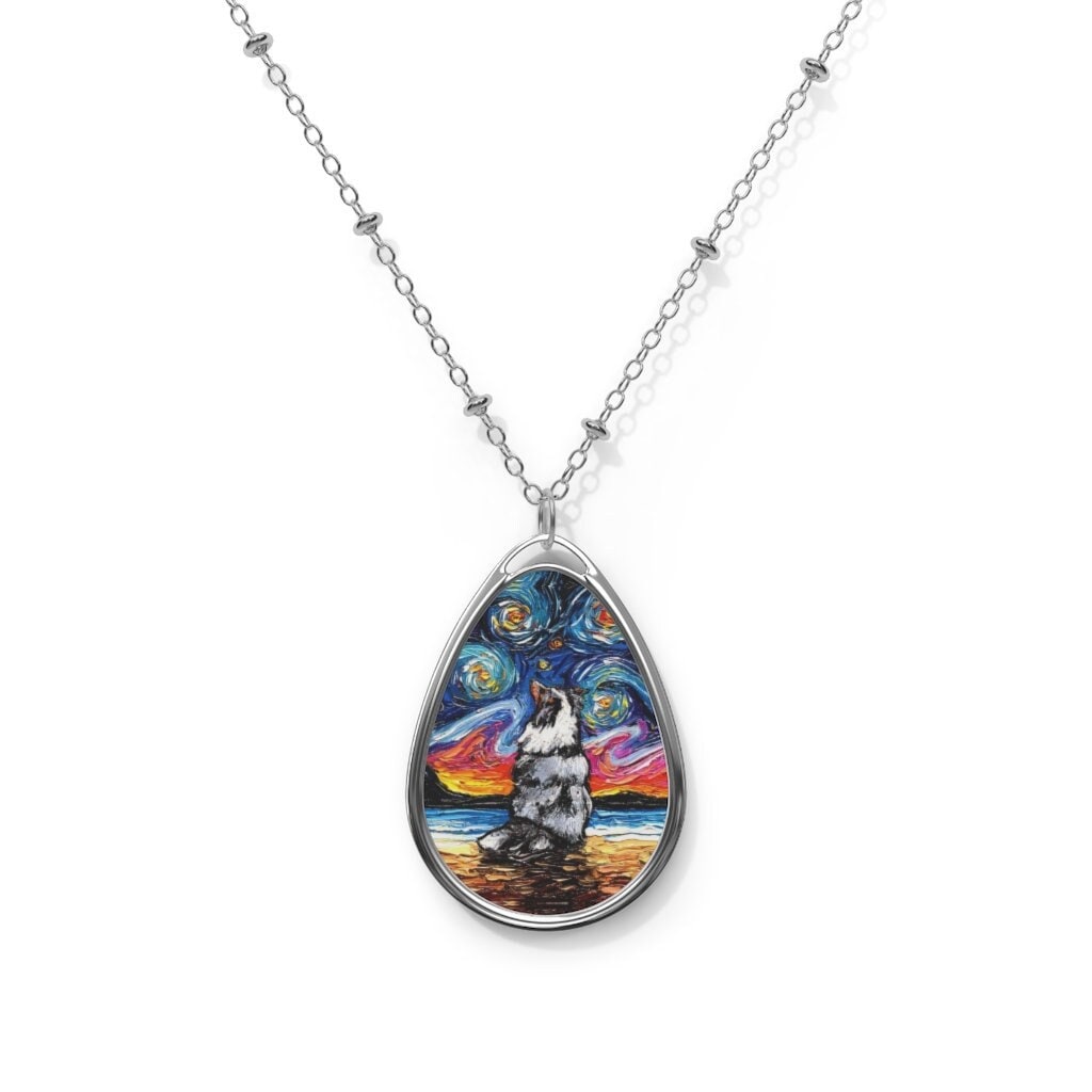Dog Necklace Merle Shetland Sheepdog Starry Night Dog Pendant Necklace Sheltie Jewelry Dog Charm Necklace Pet Memorial Dog Lover Gift Idea